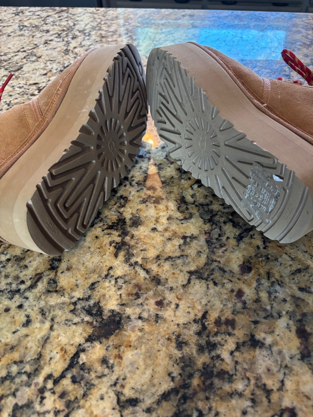 UGG Brown Suede Lace-Up Platform Boots with Red Laces - Picture 4 of 7